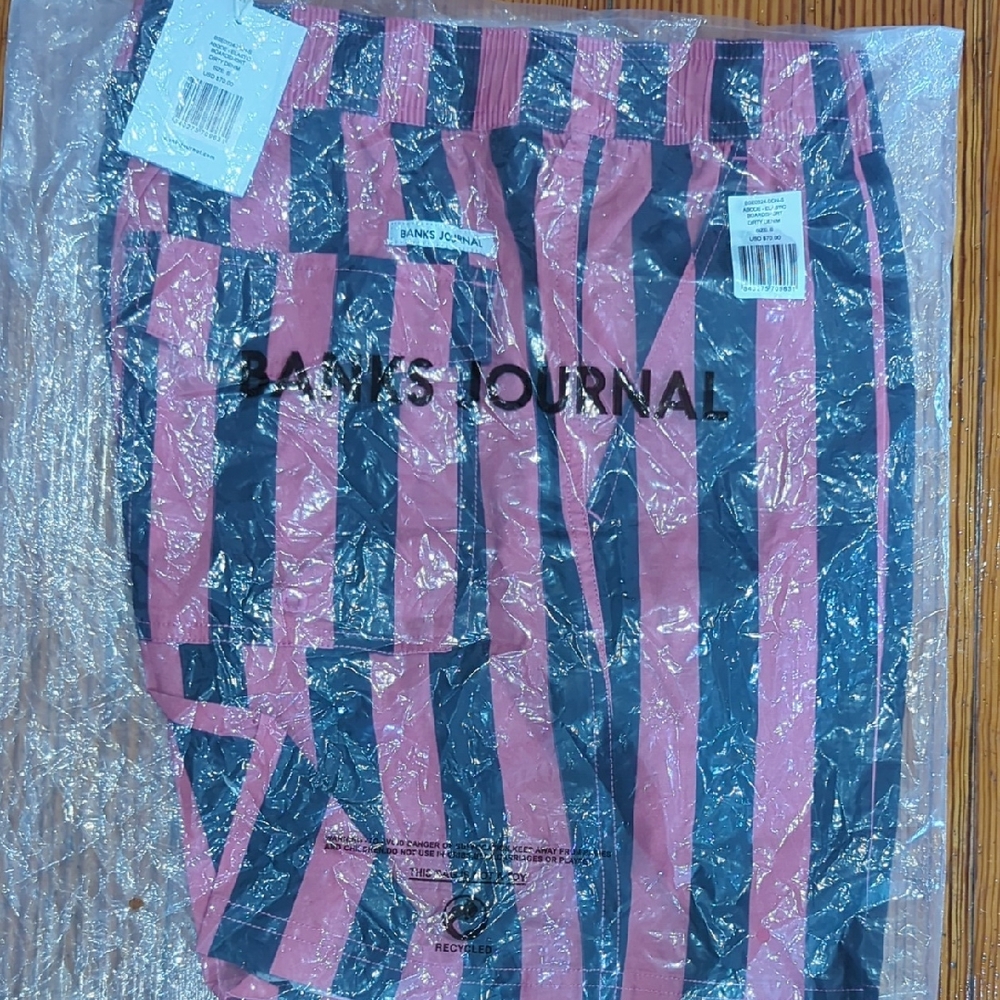 Banks Journal Pink and Black Striped Shorts